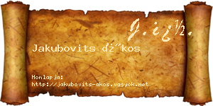 Jakubovits Ákos névjegykártya